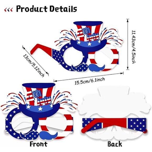 4th of July Party Accessories American Flag Sunglasses Red White and Blue USA - Picture 3 of 6